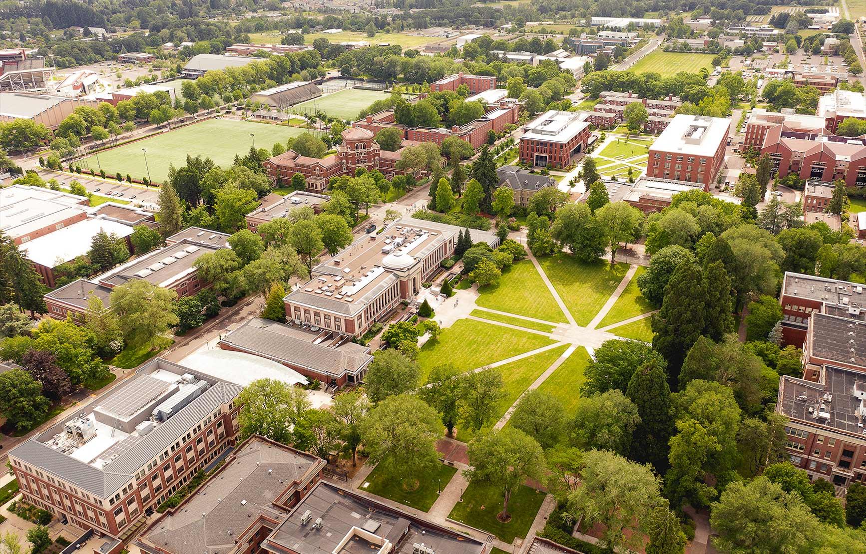 An aerial view of OSU's Corvallis campus.