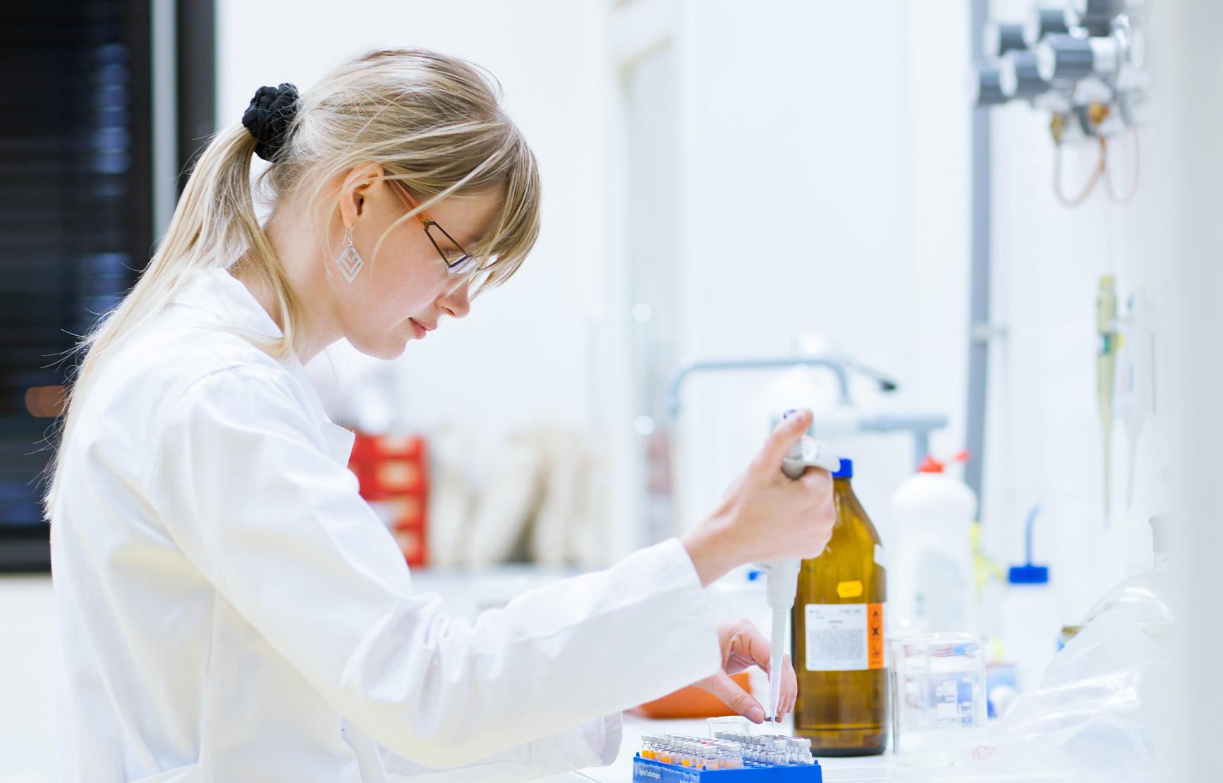 Scientist working with samples in lab