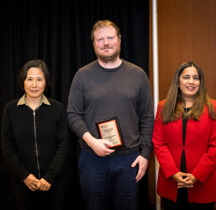Christopher Beaudry receives his award at the 2024 Winter Awards Ceremony at Oregon State University.