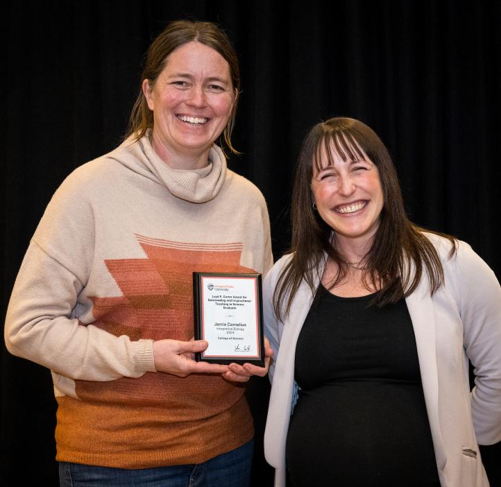 Jamie Cornelius receives her award at the 2024 Winter Awards Ceremony at Oregon State University.